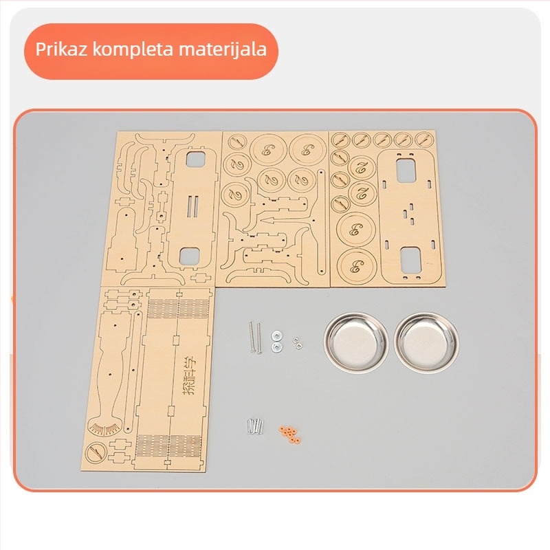 Drvena vaga s pladnjem za fizičke eksperimente – edukativna DIY igra za uzrast 7–14 godina