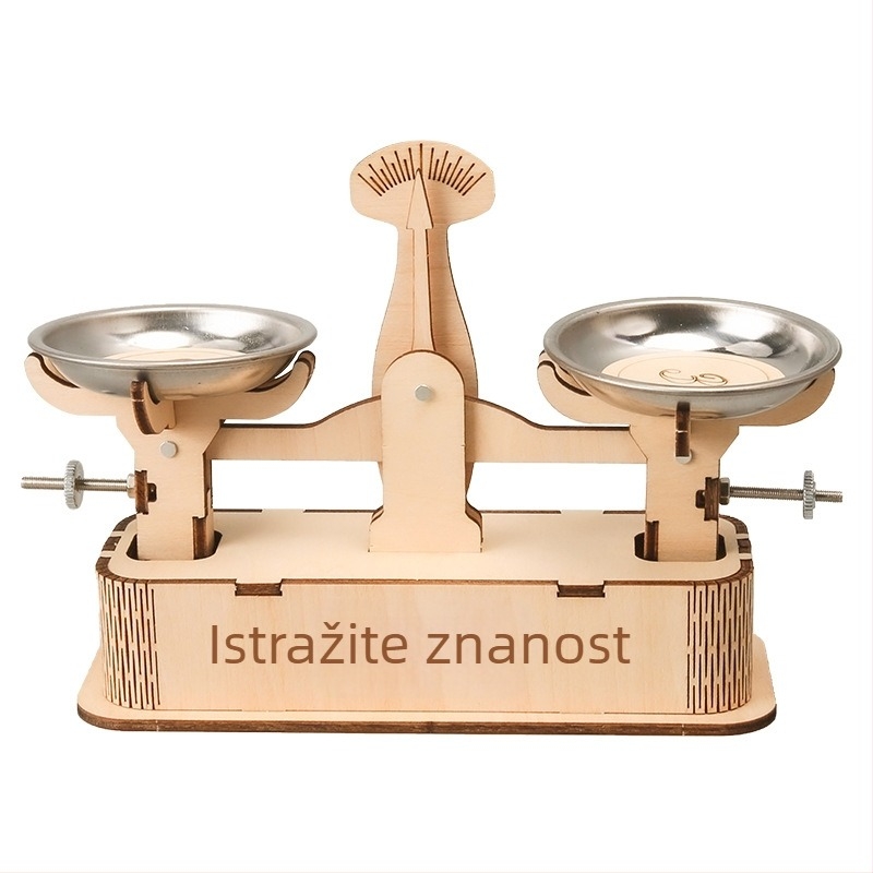Drvena vaga s pladnjem za fizičke eksperimente – edukativna DIY igra za uzrast 7–14 godina