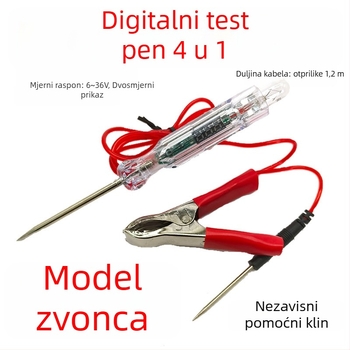 Automobilski električni tester krugova s digitalnim prikazom, zvučnikom, višenamjenski i dvobojni LED indikator