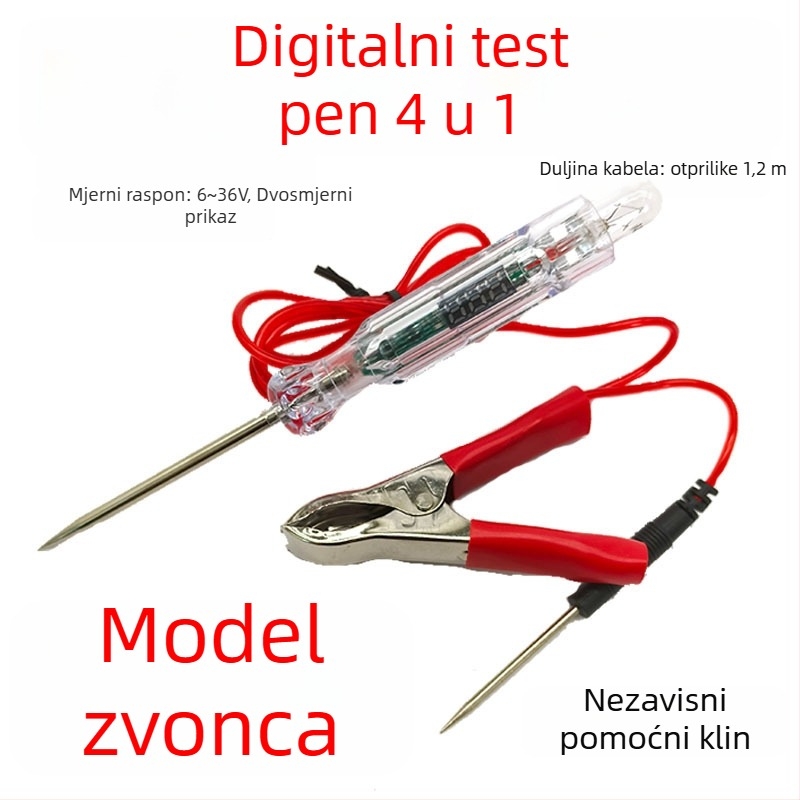 Automobilski električni tester krugova s digitalnim prikazom, zvučnikom, višenamjenski i dvobojni LED indikator