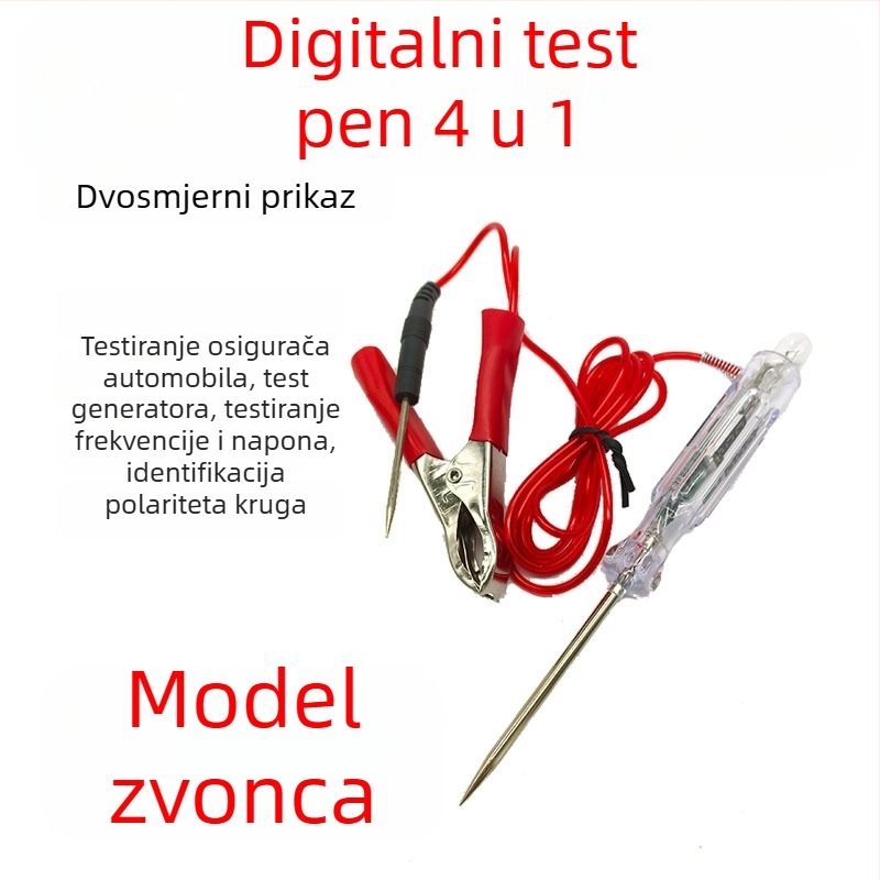Automobilski električni tester krugova s digitalnim prikazom, zvučnikom, višenamjenski i dvobojni LED indikator