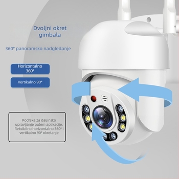 1080P bežična WiFi kupol kamera s noćnim vidom, unutarnja/ vanjska upotreba, montaža na zid ili plafon, pan-tilt 355° horizontalno, 90° vertikalno