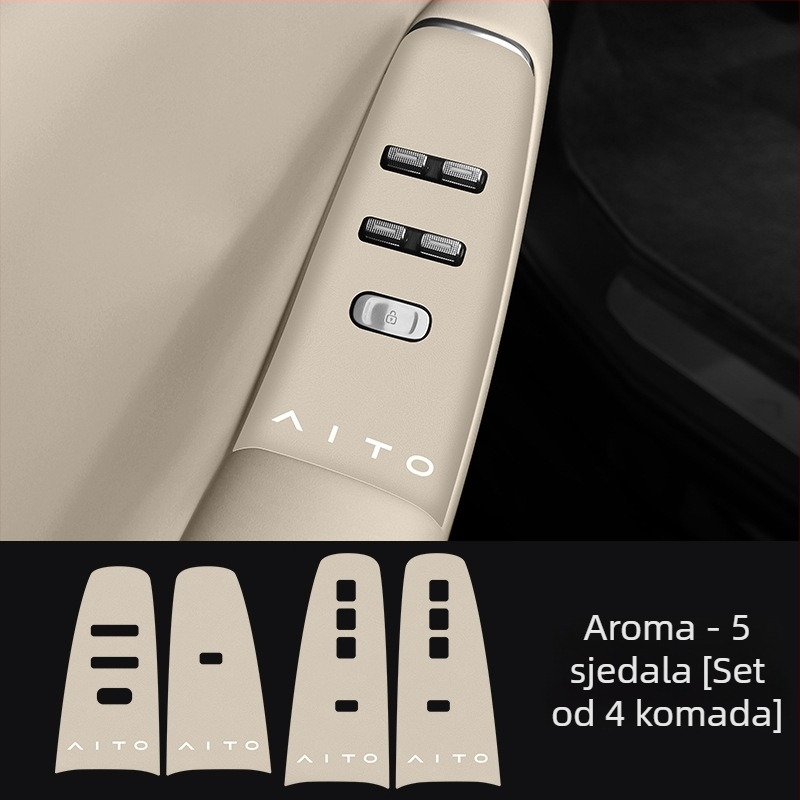 Kožne zaštitne naljepnice za ploče za podizanje prozora i tipke na vratima, kompatibilne s 26 modela Huawei Aito M7M8.