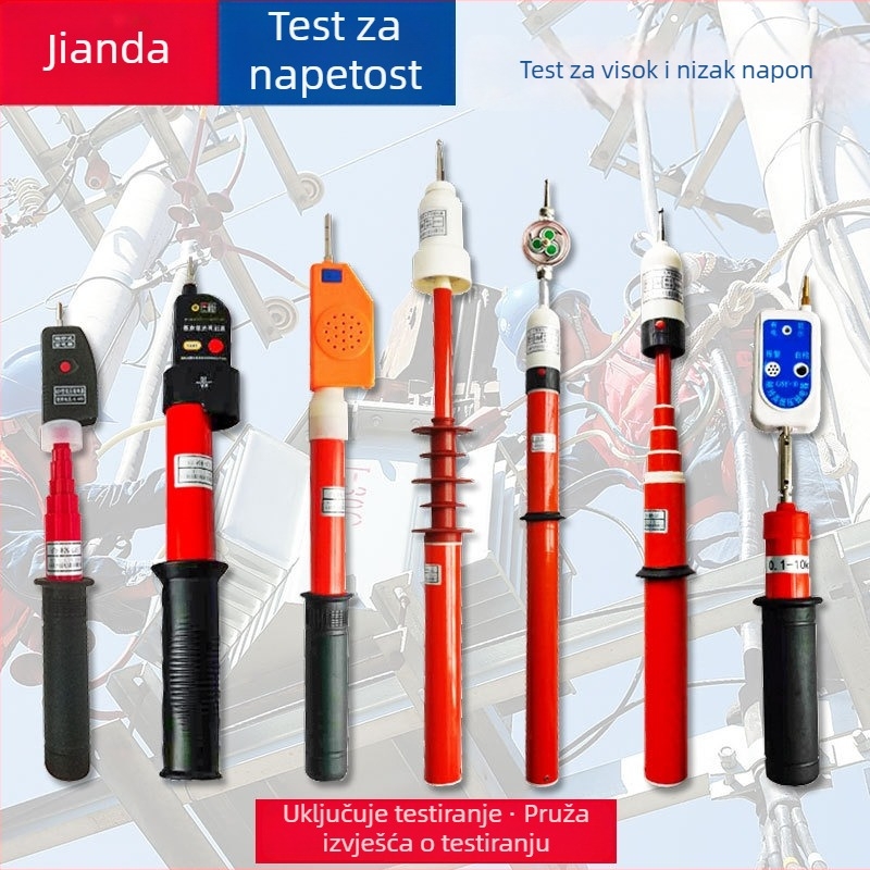 Jianda GDY-II visokovoltni tester sa zvučnim i svjetlosnim alarmom, mjerni štapić 10 kV, teleskopska šipka