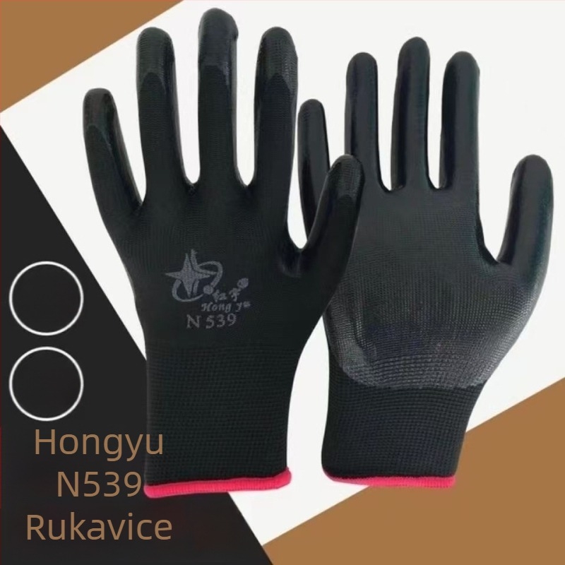 Xingyu N539 crveno-crne nitrilne zaštitne rukavice s premazom, protuklizne, otporne na habanje, jednokratne upotrebe (12 pari)