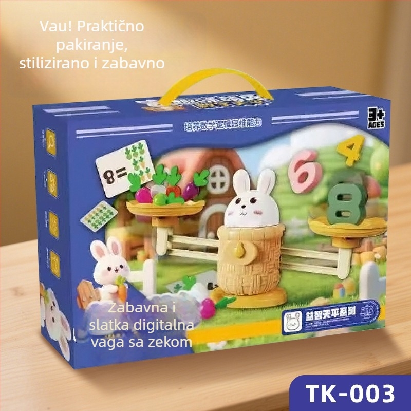 Obrazovna igračka: zeko aritmetika i digitalna vaga – potiče logičko razmišljanje, interakciju roditelj-dijete i koordinaciju ruka-oko, plastični materijal