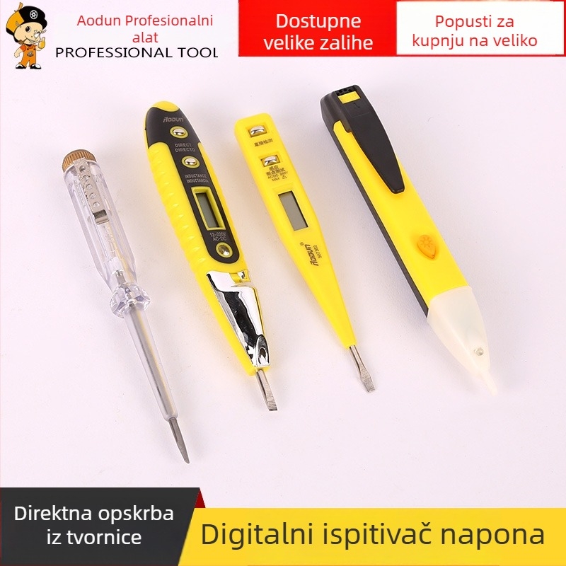 Digitalni mjerač napona s LED indikatorom, odvijač s osvjetljenjem, 12–250 V