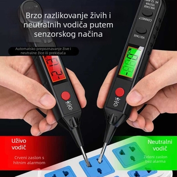 Električno testno pero s inteligentnim senzorom, višenamjenski digitalni zaslon, 12-450V