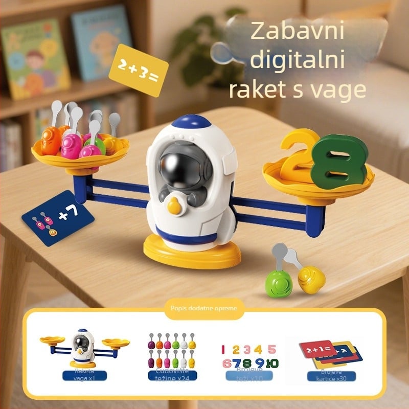 Vesemirska aritmetička ravnoteža: interaktivna slagalica s zecom za djecu — predškolsko obrazovanje, logičko razmišljanje i koordinacija ruke i oka; plastika 3C, certificirano (2024152202054298)