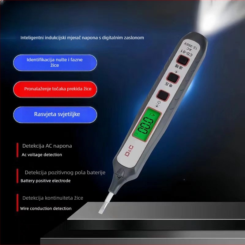Shangde pametni induktivni digitalni tester napona – višenamjenski kućni tester za otvorene krugove i mjerenje napona