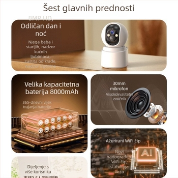 Monitor za bebe PTZ unutarnja kamera, 3MP/2K, 2.4mm objektiv, IR noćni vid do 13 m, alarmna funkcija