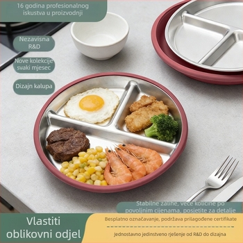 Dječja posuda za hranjenje s tri odjeljka, od 304 nehrđajućeg čelika, minimalističkog stila, za bebe od 6 mjeseci, set od 1 kom.