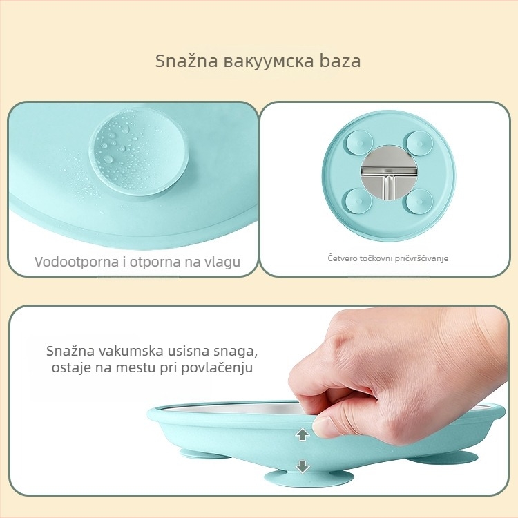 Dječja posuda za hranjenje s tri odjeljka, od 304 nehrđajućeg čelika, minimalističkog stila, za bebe od 6 mjeseci, set od 1 kom.