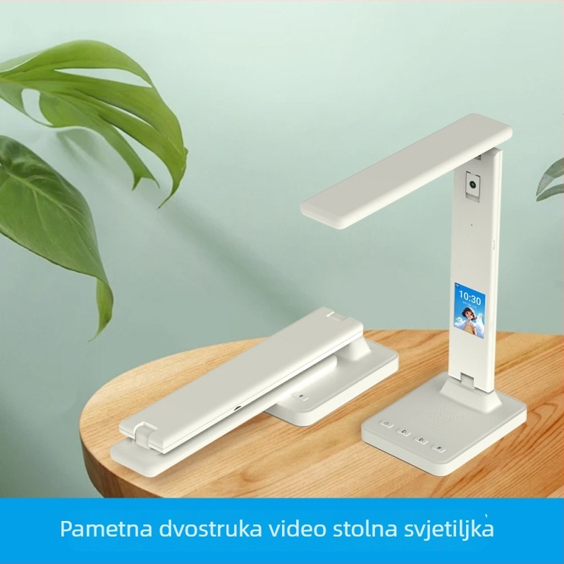 Stolna lampa-monitor s kamerom i AI glasom za video pozive (1080P, objektiv 3,6 mm, IR noćni vid do 10 m, radna temperatura -20°C do 55°C, napajanje 12V)