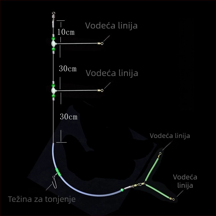Svjetleći ribolovni rig s jednom perlicom, za morski ribolov (silikon)