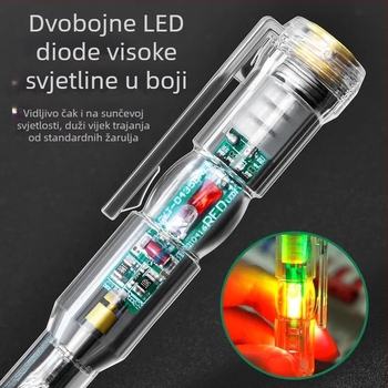 Električarski tester u olovci s jasnim indikatorom, mjerenje faze i neutralnog vodiča, provjera kontinuiteta i prekida