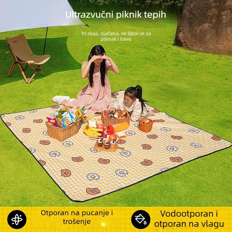 Piknik prostirka - vlagootporna i vodonepropusna, debela, toplinska izolacija s aluminijskom folijom - prijenosna za plažu
