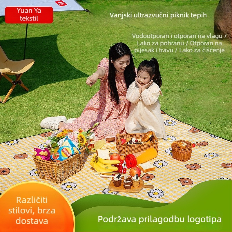 Piknik prostirka - vlagootporna i vodonepropusna, debela, toplinska izolacija s aluminijskom folijom - prijenosna za plažu
