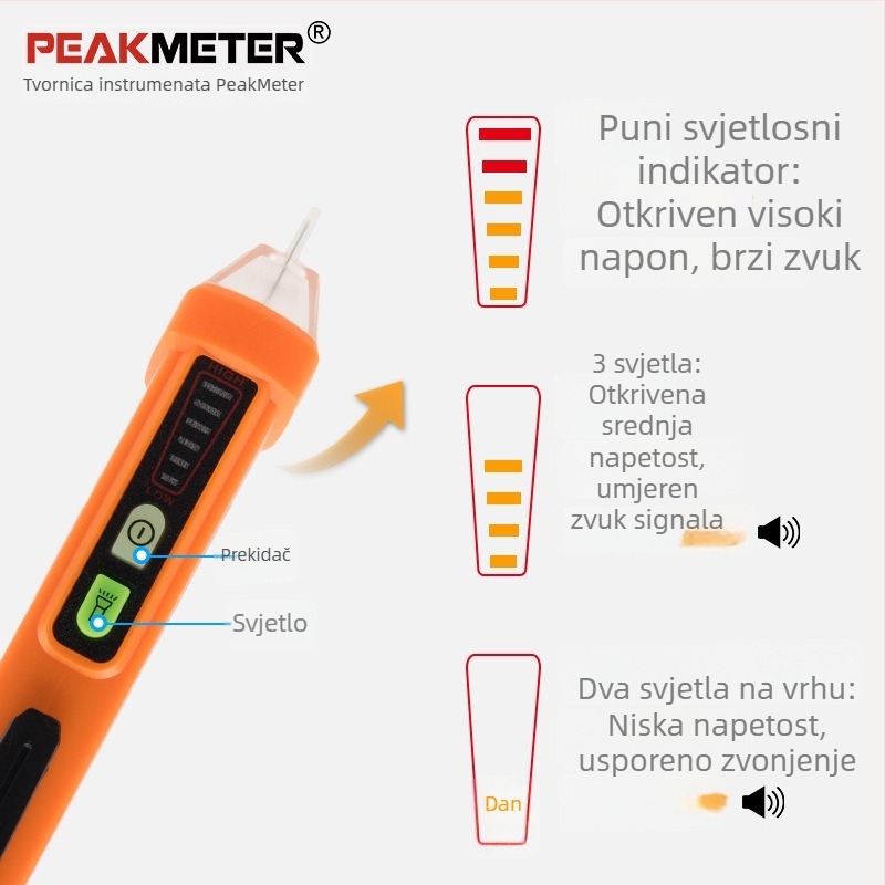 PEAKMETER PM8908C Bezkontaktni tester napona – olovka za elektrikare