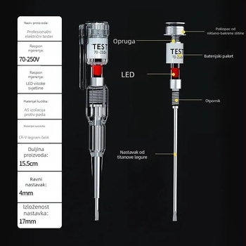 Visoko jasna tester olovka za električare – provjera kontinuiteta, otkrivanje prekida, lociranje prekida, neutralni i fazni vodiči, kućni indukcijski tester
