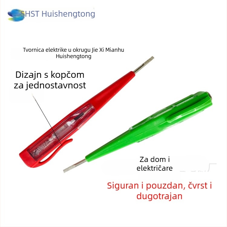 Napona tester olovka Huishengtong s LED indikatorom, prozirno kućište, ravni vrh, za kućnu i profesionalnu upotrebu