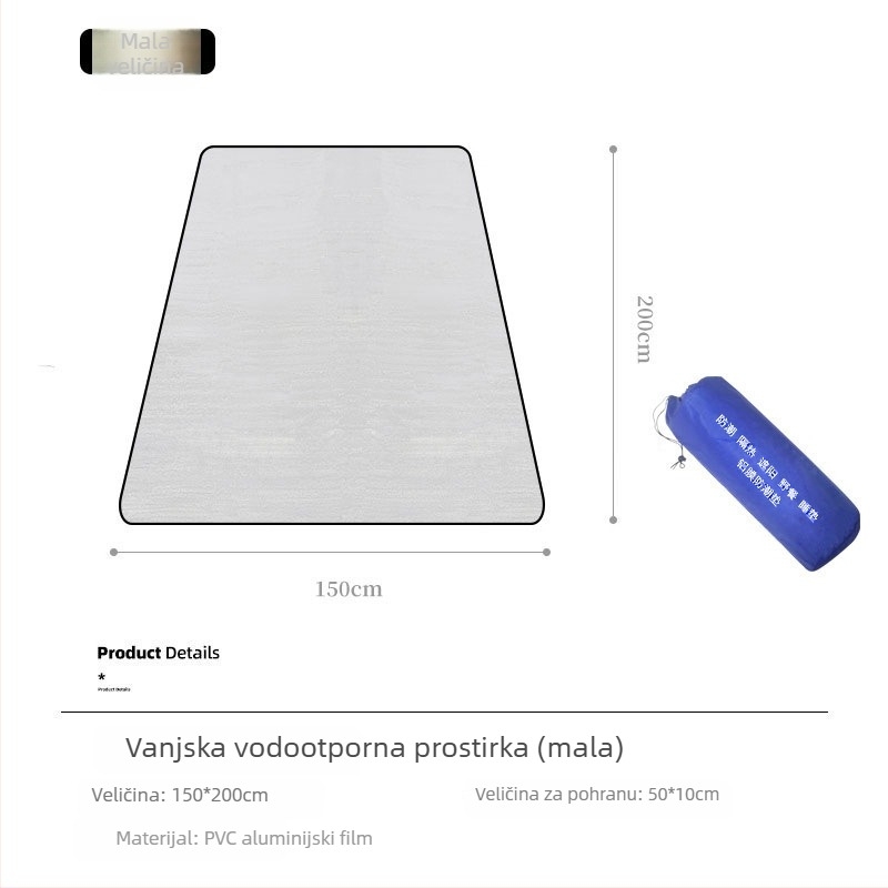 Dvostrani debeli kamping madrac s EVA i aluminijskom folijom, vodootporan, za 2–8 osoba