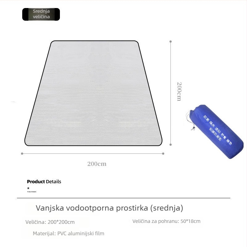 Dvostrani debeli kamping madrac s EVA i aluminijskom folijom, vodootporan, za 2–8 osoba