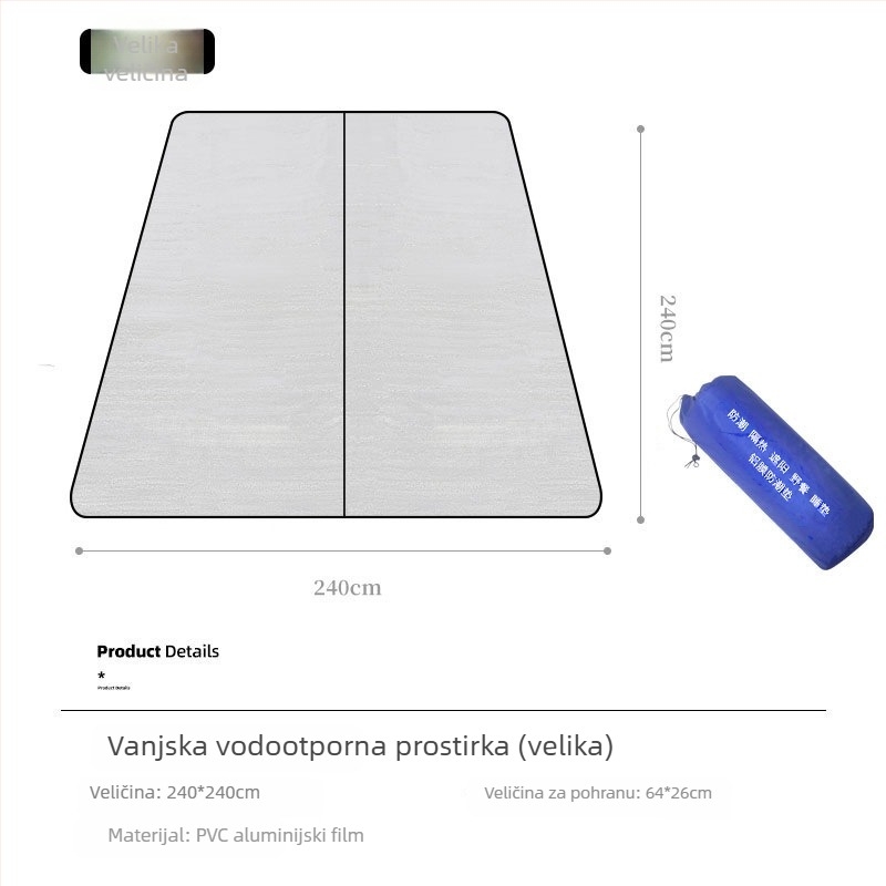 Dvostrani debeli kamping madrac s EVA i aluminijskom folijom, vodootporan, za 2–8 osoba