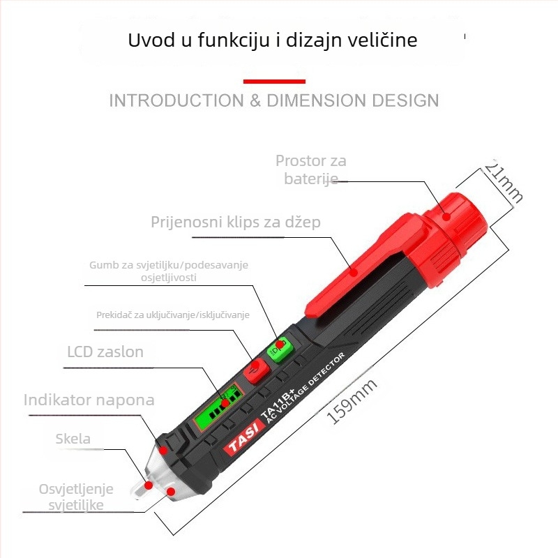 Bezdototni tester napona s zvučnim i vizualnim signalom TA11B+/13A/881A