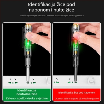 Višefunkcionalno električarsko testno pero s identifikacijom faze i neutralnog vodljivosti, pametnim senzorom, vodootporno, dvostruko LED osvjetljenje