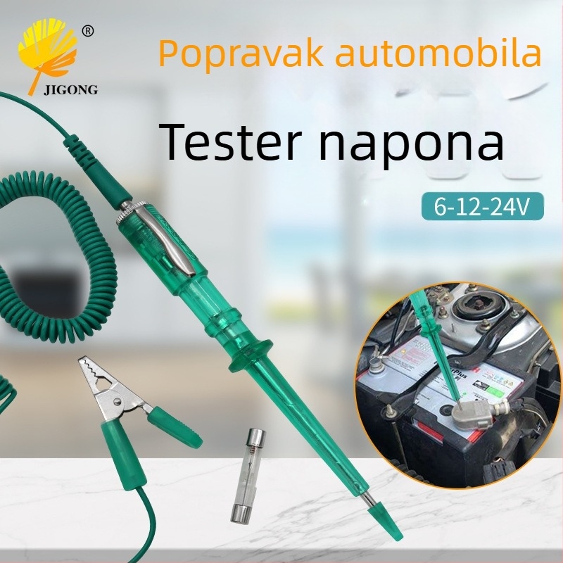 Automobilski tester električnih krugova – 6V-12V-24V, tester baterije i krugova, zelena LED