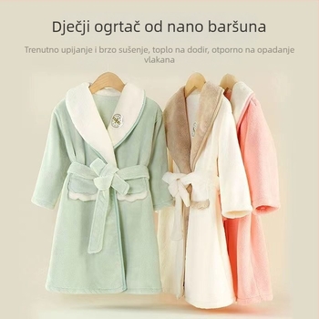 Dječji ogrtač od koralnog flisa – debeli, brzo se suši, bez otpada vlakana, s pojasom, za jesen-zimu