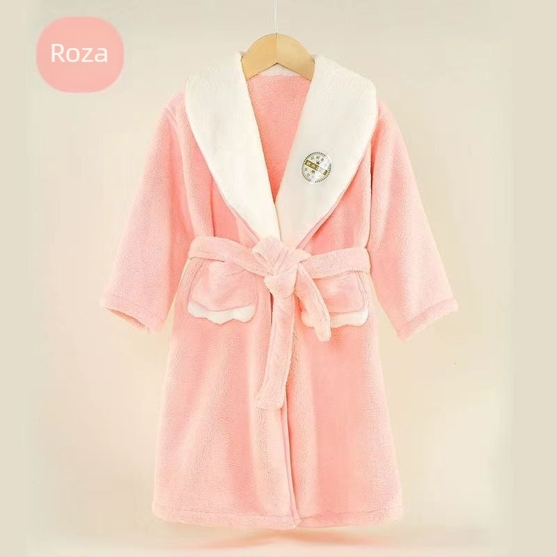 Dječji ogrtač od koralnog flisa – debeli, brzo se suši, bez otpada vlakana, s pojasom, za jesen-zimu