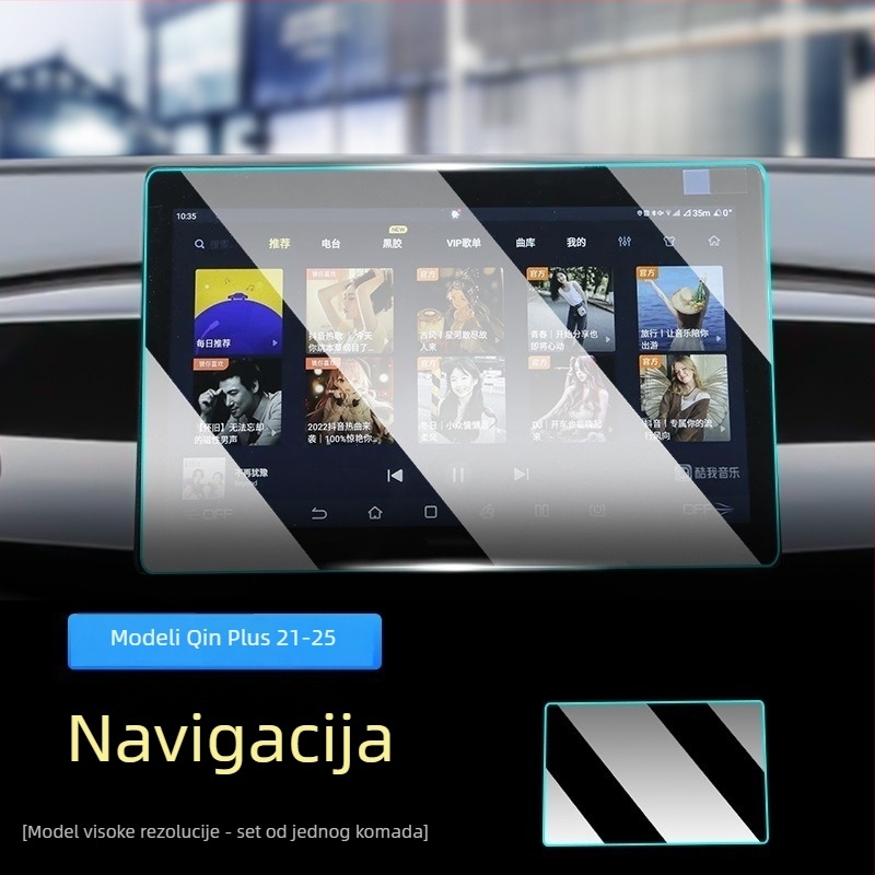 BYD Qin Plus DM-i navigacijski zaslon – zaštitna folija PET s nano premazom, otporna na ogrebotine i habanje, anti-prstni otisci i masnoće, termička otpornost