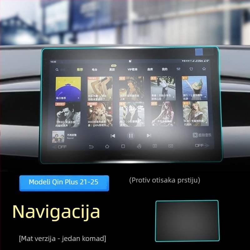 BYD Qin Plus DM-i navigacijski zaslon – zaštitna folija PET s nano premazom, otporna na ogrebotine i habanje, anti-prstni otisci i masnoće, termička otpornost