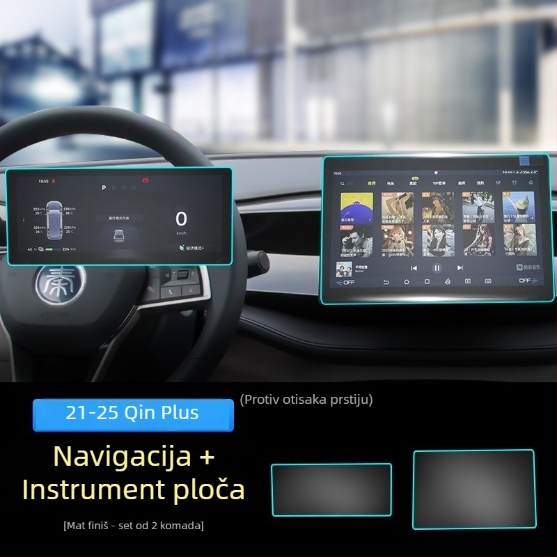 BYD Qin Plus DM-i navigacijski zaslon – zaštitna folija PET s nano premazom, otporna na ogrebotine i habanje, anti-prstni otisci i masnoće, termička otpornost