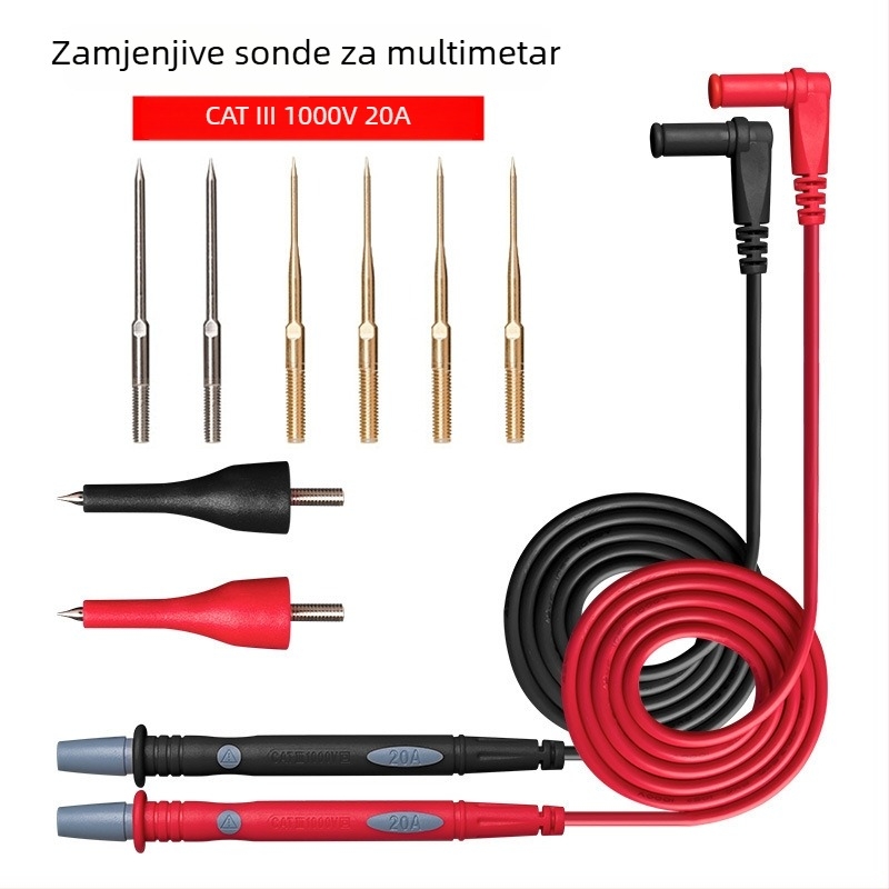 Set probnih vodova za multimetar s zamjenjivim vrhovima – 8-u-1 električarski alat za testiranje