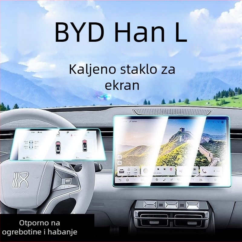 Zaštitno staklo za navigacijski zaslon BYD Han L (središnja konzola) – kaljeno staklo, zaštita od ogrebotina, otisci prstiju