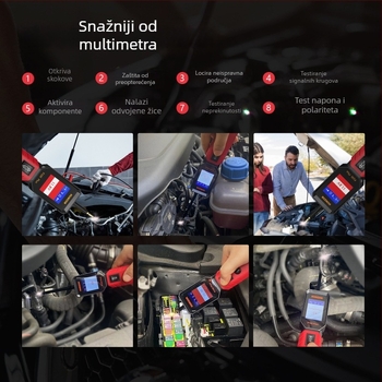 Automobilski instrument za dijagnostiku kvarova s pen testerom napona DC/AC, testom otpornosti i dioda, 12–24 V, 0–50 °C, za automobile i kamione