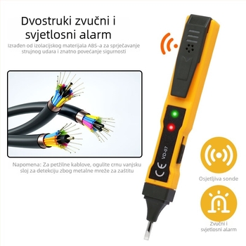 Bezkontaktni tester za detekciju nulnih živih vodiča s inteligentnim zvučnim i svjetlosnim alarmom za prekide linije