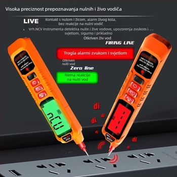 XIAOCETOOL tester napona s velikim zaslonom i pametnom indukcijom za neutralnu/faznu liniju te otkrivanje prekida u vodiču