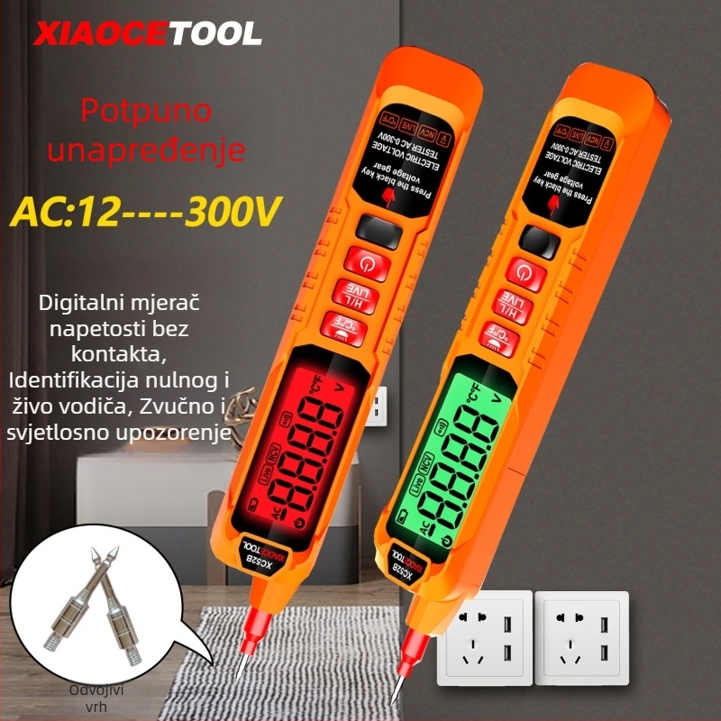 XIAOCETOOL tester napona s velikim zaslonom i pametnom indukcijom za neutralnu/faznu liniju te otkrivanje prekida u vodiču
