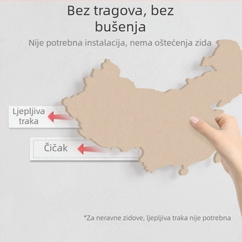 Filc ploča za zid s kartom svijeta za putničke fotografije — zidni naljepnica dekor bez bušenja