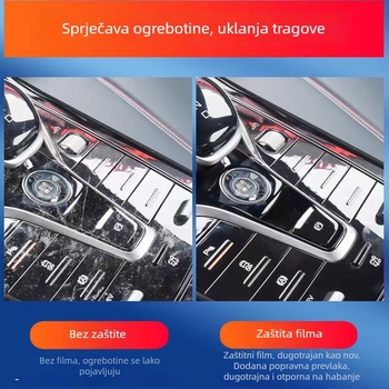TPU unutarnji zaštitni film za Chery Fengyun T9 — sve-u-jednom oblikovanje; otporan na visoke/niske temperature; otporan na ogrebotine i habanje; protiv otiska prsta; pokriva središnju ploču, navigacijski zaslon, otvore za zrak i tipke na volanu