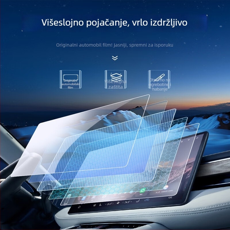 TPU unutarnji zaštitni film za Chery Fengyun T9 — sve-u-jednom oblikovanje; otporan na visoke/niske temperature; otporan na ogrebotine i habanje; protiv otiska prsta; pokriva središnju ploču, navigacijski zaslon, otvore za zrak i tipke na volanu