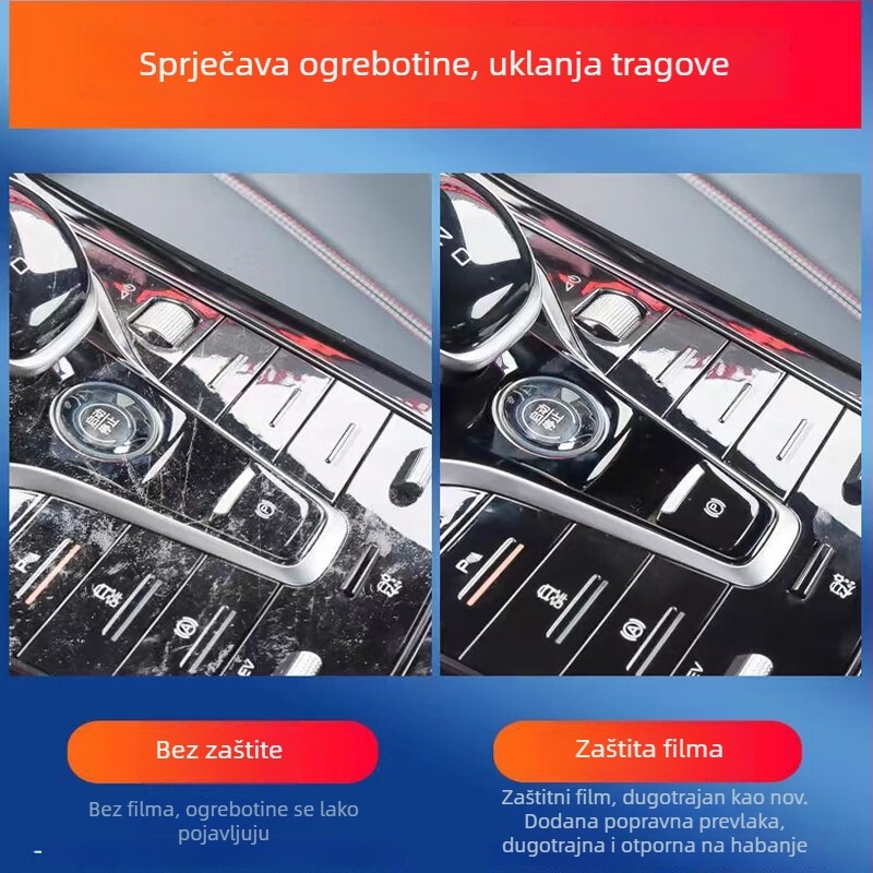 TPU unutarnji zaštitni film za Chery Fengyun T9 — sve-u-jednom oblikovanje; otporan na visoke/niske temperature; otporan na ogrebotine i habanje; protiv otiska prsta; pokriva središnju ploču, navigacijski zaslon, otvore za zrak i tipke na volanu