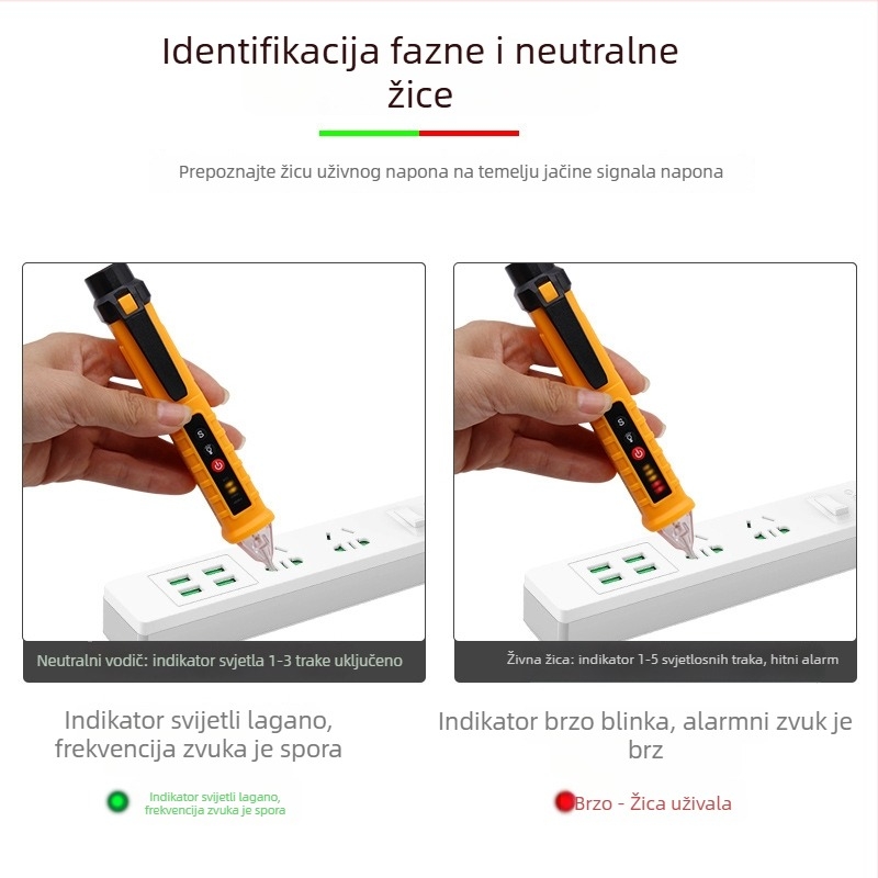 SNAKOL Višenamjenski nekontaktnni tester napona – olovka s provjerom prekida i detekcijom faznog slijeda