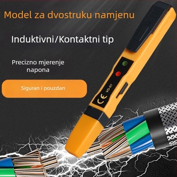 Bezkontaktni indukcijski tester s glasovnim i vizualnim alarmom za otkrivanje živih vodova i prekida u elektroinstalacijama