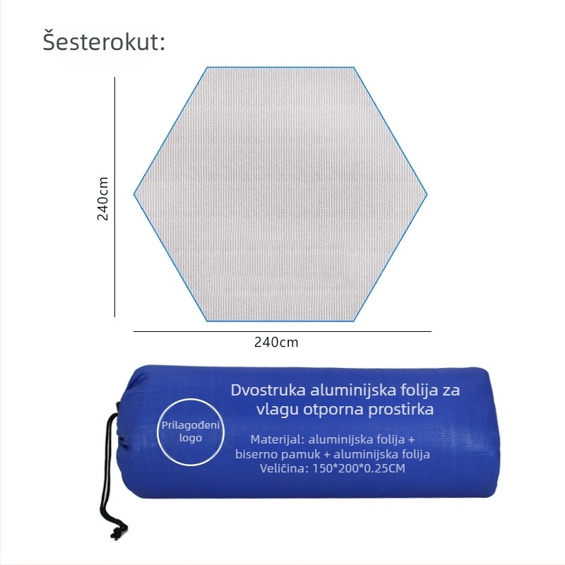 Kampinski madrac protiv vlage s aluminijskom folijom i bisernim pamukom, protuklizni, model YLBD-D001, za 4–6 osoba