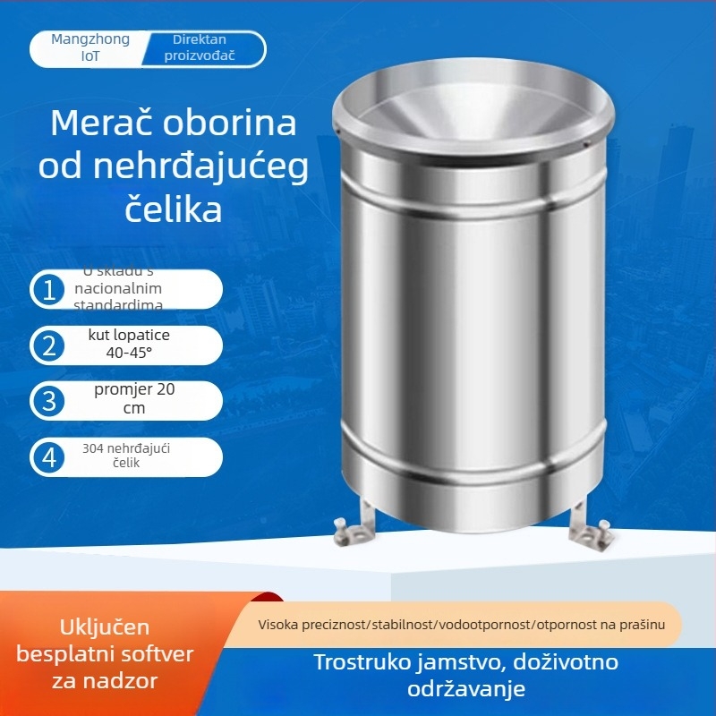 Nehrđajući čelik – kišomjer s okretnim spremnikom i senzorom kiše — stanica za praćenje padalina
